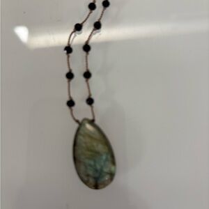 Elegant Albelene Black and Green Pendant Necklace